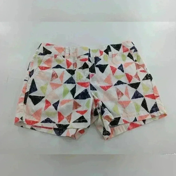 Ann Taylor LOFT 100% Cotton Shorts Triangle Pattern Colorful Shorts Womens Sz 0 - Picture 1 of 10